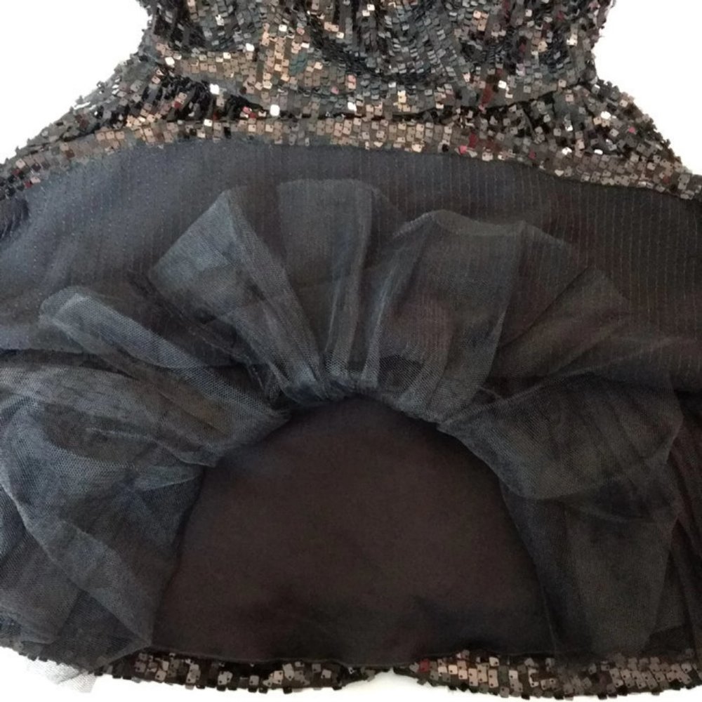 Arden B. Dress 6 Black Sequins Skater Short Sleeve - Picture 4 of 8